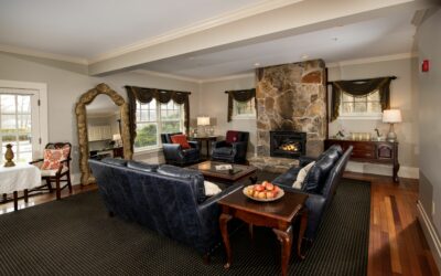 Harbor Hill Great Room with Fieldstone fireplace
