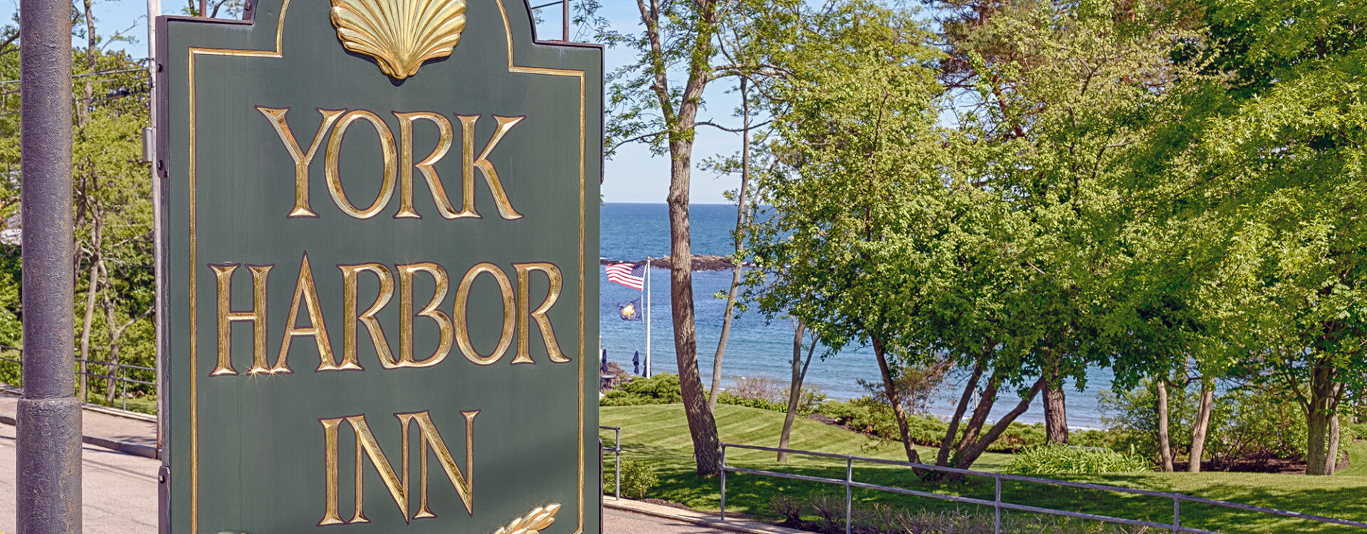 York Harbor Inn Sign with ocean